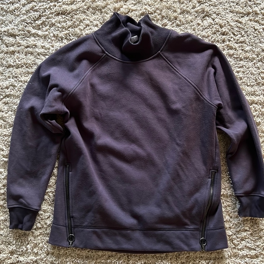 Athleta Cozy Karma side zip funnel neck pullover PLUM